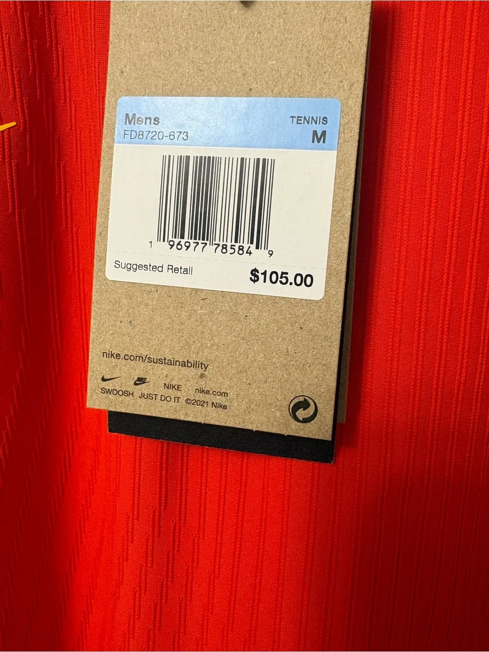 Nike Red Polo Top with Yellow Swoosh and Flag Patch